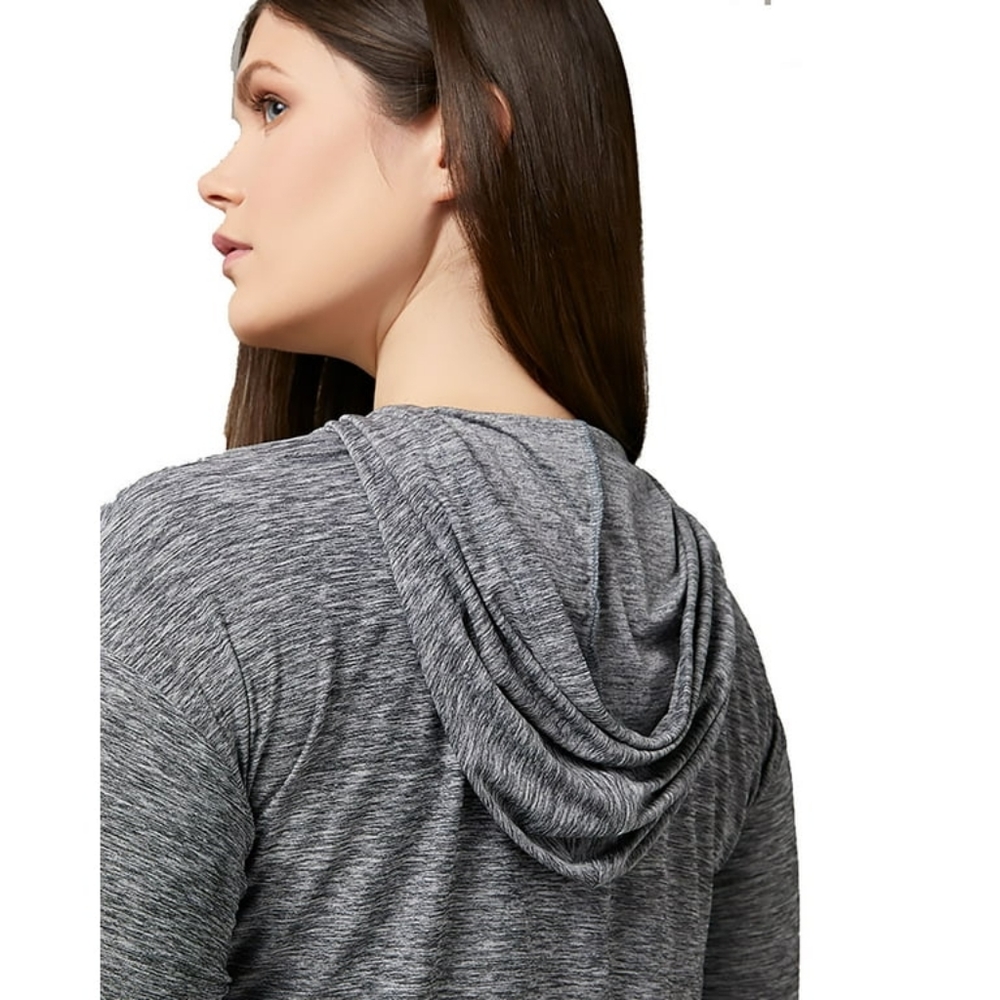 NWT 32 Degrees Women's Cool Long-Sleeve Hooded T-Shirt - charcoal- Medium